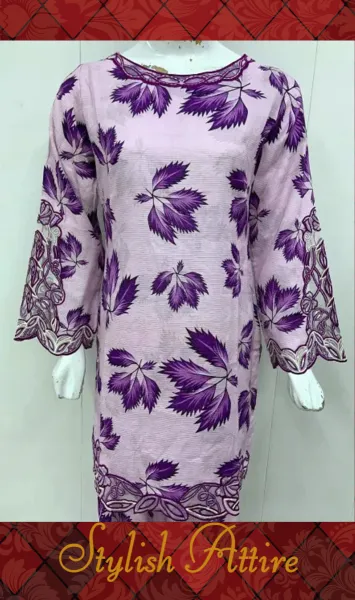 Original Pakistani Textured Lawn with Farshi Salwar. Brand: Sahiba's By Mirza  _ Purple 